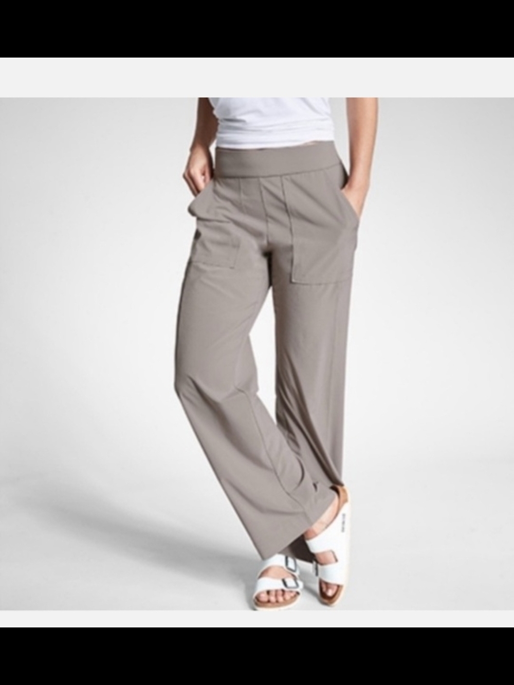 Athleta Gray Lightweight Wide Leg Chelsea Pants Size 14T